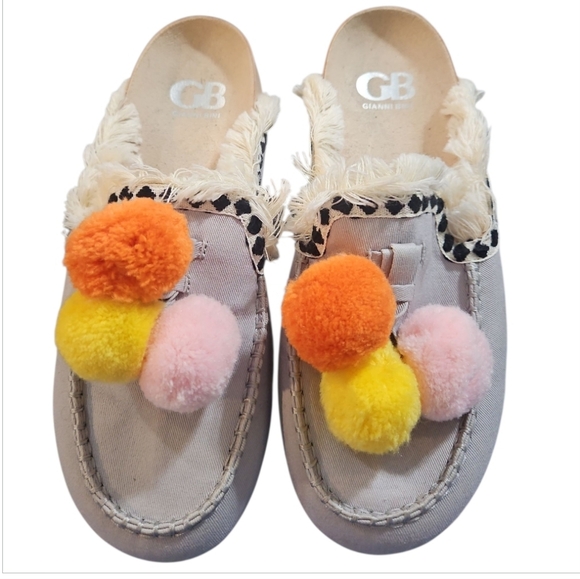 Gianni Bini Colorful Causal Pom-Pom Slip-On Mule Shoes sz 6.5 - Picture 2 of 8